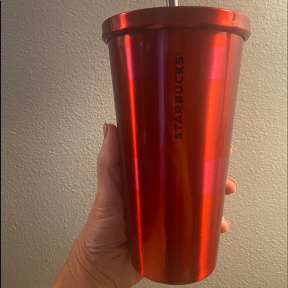 2014 Starbucks Red with pink stripe tumbler - Picture 6 of 6